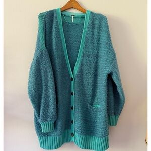 Free People Teal Women's Sweater Cardigan size Med